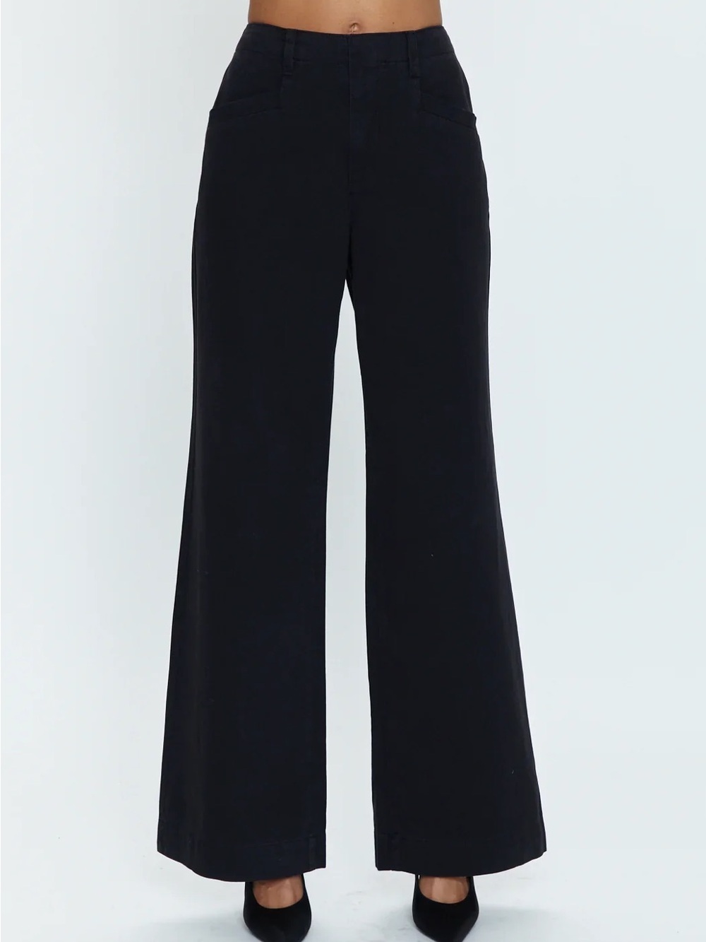 Pistola Jasmine High Rise Wide Leg 100% Cotton Trouser Black Pants Size 27